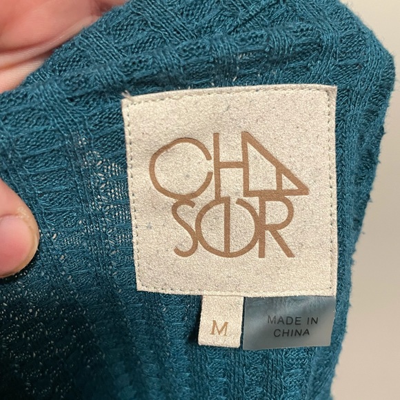 Chaser Teal Long Sleeve Knit Sweater Shirt With Buttons Size Medium Womens - Picture 6 of 7